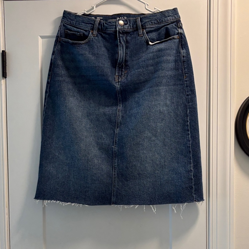a.n.a Dark Blue Denim Knee-Length Skirt
